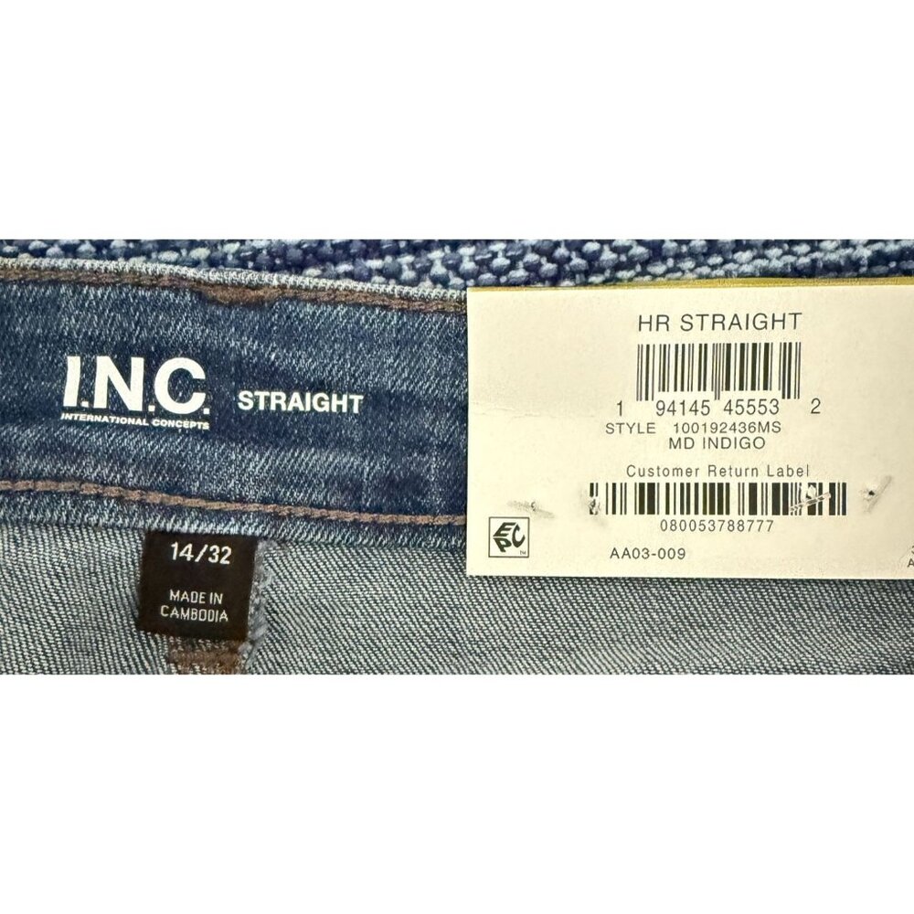 I.N.C. Womens High Rise Straight Leg Jeans Size 14 Medium Indigo Denim New - Picture 6 of 6